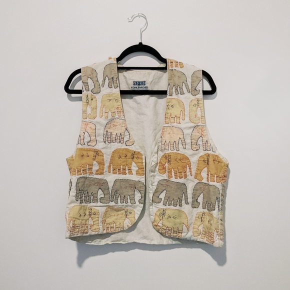 Boho Hippie Vintage Elephant Vest | Soho Compagnie | Size Medium - Picture 2 of 8